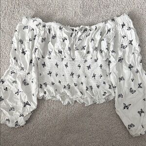 Almost Famous White Off-Shoulder Butterfly Blouse